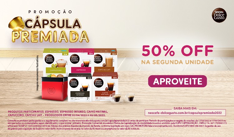 Nestlé - Dolce Gusto com Cápsulas Premiadas - 15/08 a 21/08